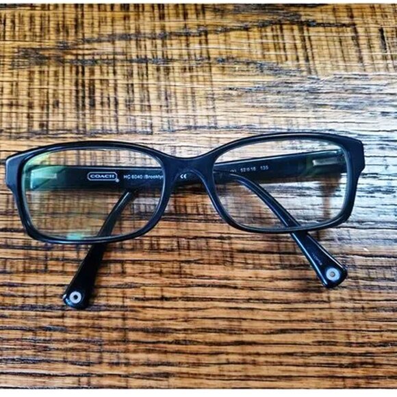 Y2K Coach Brooklyn Black Rectangular Eyeglasses 5002 HC 6040 Black with Case - Picture 1 of 8